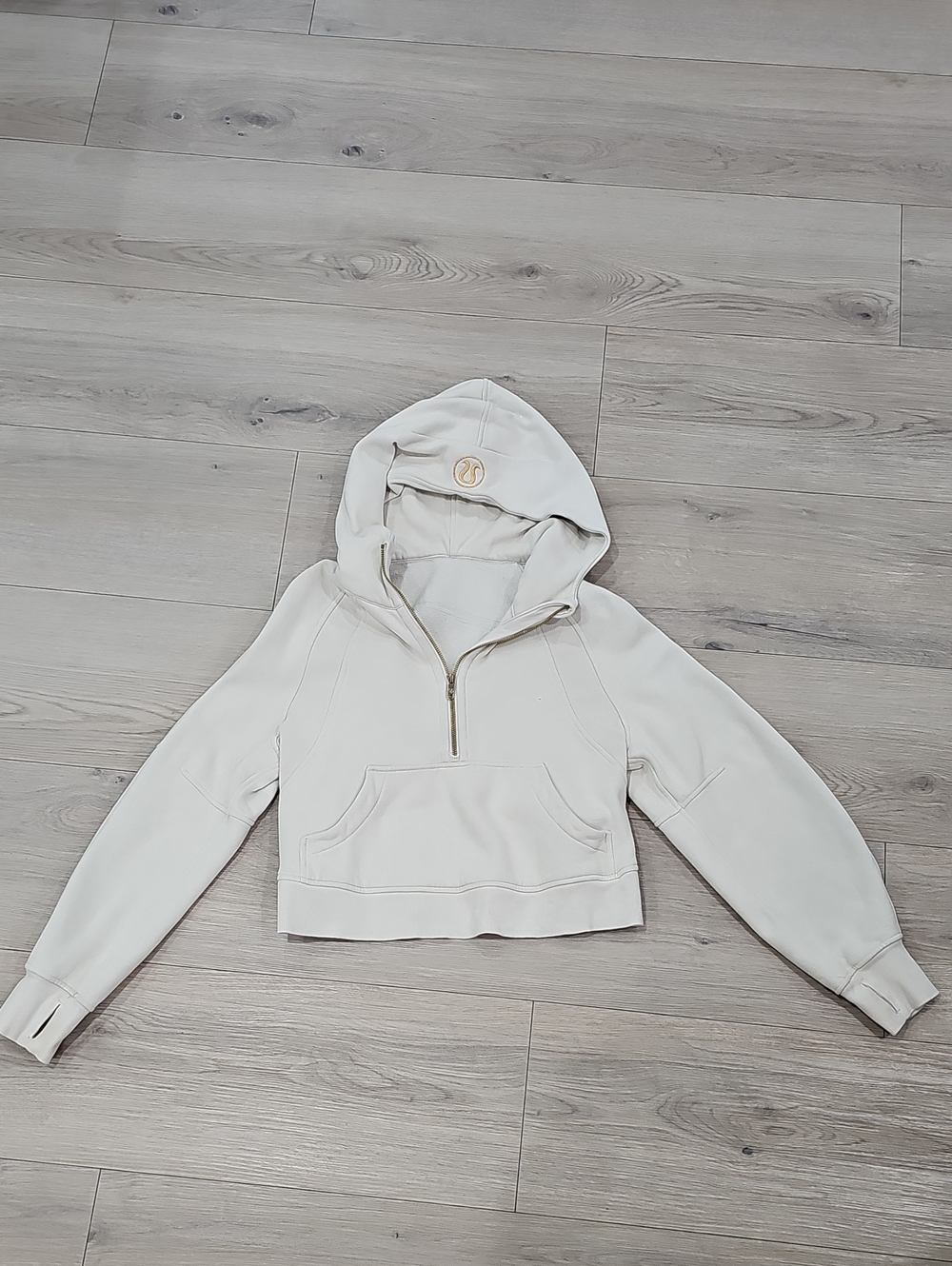 Scuba Oversized Half Zip Hoodie In Bone